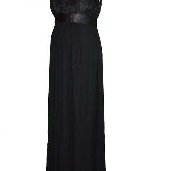 Maternity Dress *NWT*  Maternity Maxi Dress Black with Lace & Sash - Picture 4 of 8